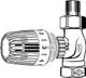 Rücklauftemperaturbegrenzer mit Außengewinde und einstellbarem Regler. Produkt von IMI Hydronic Engineering. Gezeigt in Durchgangsform mit Verbindungselementen.
